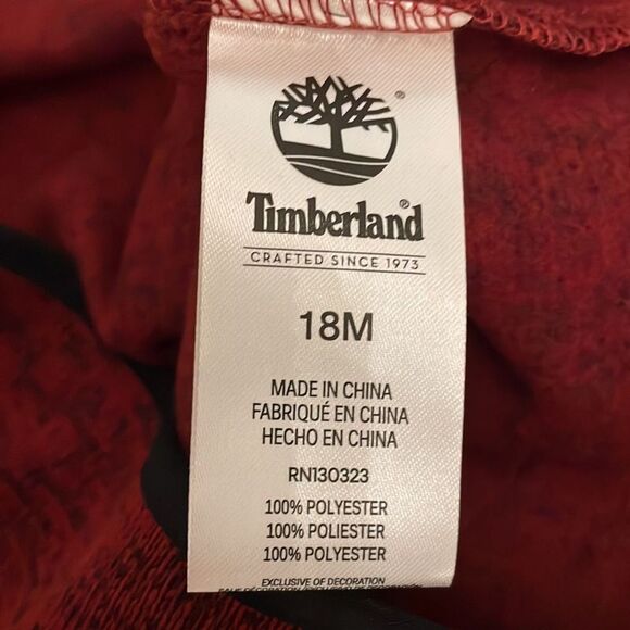Timberland Red Black Pullover Knit 1/2 Zip Top Kids Size 18M Outdoors - Picture 9 of 10